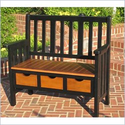 International Caravan 3 Drawer Outdoor/Indoor Bench in Black Oak