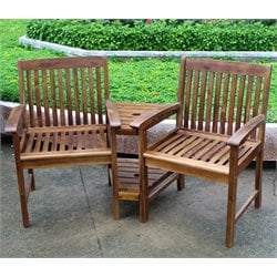 International Caravan Chatham Corner Double Patio Chair in Stain