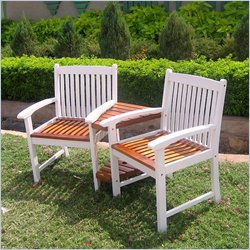 International Caravan Chatham Corner Double Patio Chair in White Oak