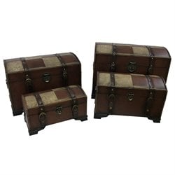 International Caravan Seville Set of 4 Faux Leather Trunks in Mix