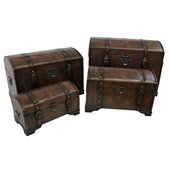 International Caravan Seville Set of 4 Faux Leather Trunks in Brown
