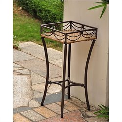 International Caravan Valencia Outdoor Wicker Resin Square Plant Stand