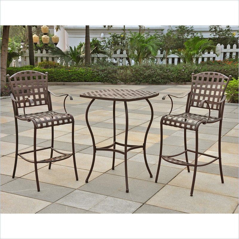 International Caravan Santa Fe Wrought Iron Bar Height Bistro Set