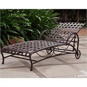 International Caravan Santa Fe Wrought Iron Outdoor Single Chaise in Brown Matte