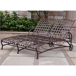 International Caravan Santa Fe Wrought Iron Double Patio Chaise Lounge