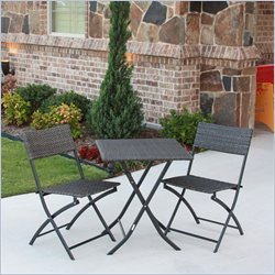 International Caravan Aledo Set of 3 Wicker Resin Patio Bistro Set