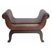 International Caravan Sicily Faux Leather Vanity Stool in Brown