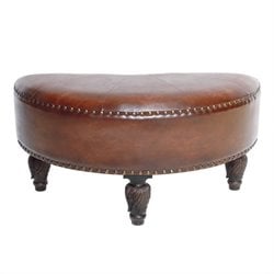 International Caravan Sicily Faux Leather Ottoman in Brown