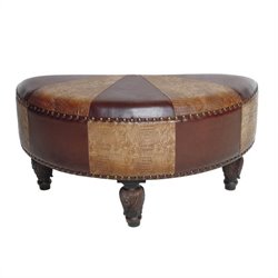 International Caravan Sicily Faux Leather Ottoman in Mix Pattern