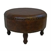 International Caravan Sicily 24 Round Ottoman Stool in Brown