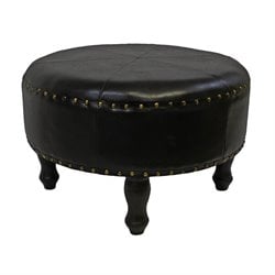 International Caravan Sicily 24 Round Ottoman Stool in Dark Chocolate