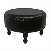 International Caravan Sicily 24 Round Ottoman Stool in Dark Chocolate