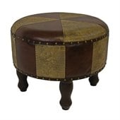 International Caravan Sicily 20 Round Ottoman in Mix Pattern