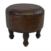 International Caravan Sicily Faux Leather 17 Round Stool in Brown
