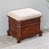 International Caravan Upholstered 1 Drawer Vanity Stool in Mahogany