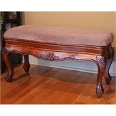 International Caravan Carved Wood Vanity Bench in Mahogany