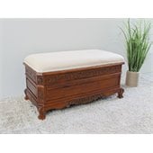 International Caravan Carved Wood Trunk Bench in Mahogany