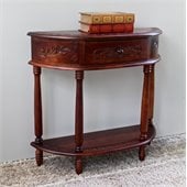 International Caravan Carved Half Moon Wall Table in Mahogany
