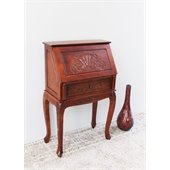 International Caravan Carved Small Secretary Desk  in Mahogany