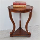 International Caravan Carved Round Serpentine Table in Mahogany