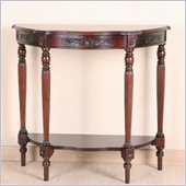 International Caravan Carved Wood Half Moon Console Table in Mahogany