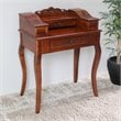 ADD TO YOUR SET: International Caravan Carved Wood 2 Drawer Telephone Accent Table in Mahogany