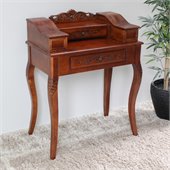 International Caravan Carved Wood 2 Drawer Telephone Accent Table in Mahogany