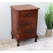International Caravan Carved Wood Three End Table in Mahogany