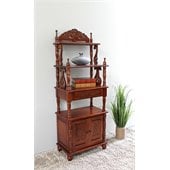 International Caravan Carved Wood Two Door Bookshelf in Mahogany