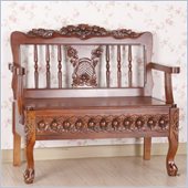 International Caravan Carved Lift Seat Storage Wood Bench in Mahogany