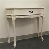 International Caravan Carved Wood 1 Drawer Wall Table in White