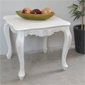 International Caravan Square Carved Wood End Table in White