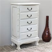 International Caravan Five Drawer Carved Jewelry Chest in White