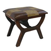 International Caravan Sicily Faux leather Stool in Mixed Pattern 