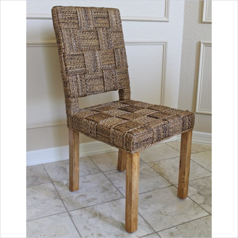 International Caravan Rica Set of 2 Basket Weave Accent Dining Chairs