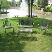 International Caravan Sunray Wrought Iron Settee in Bronze (Set of 4)