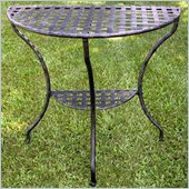 International Caravan Mandalay Half Moon 2-Tier Table in Antique Black 