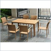 International Caravan Barcelona 7 Piece Wicker Patio Set in Honey 