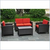 International Caravan Barcelona 4 Piece Patio Set with Storage in Red
