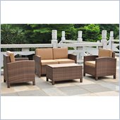 International Caravan Barcelona 4 PCS Patio Set with Storage in Brown