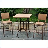 International Caravan Barcelona 3-Piece Wicker Bistro Set in Honey 