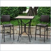 International Caravan Barcelona 3-Piece Wicker Bistro Set in Chocolate 