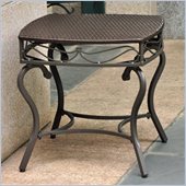 International Caravan Lisbon Wicker Patio Side Table in Chocolate 