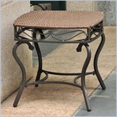 International Caravan Lisbon Wicker Patio Side Table in Antique Brown 