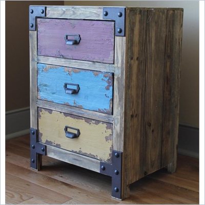 International Caravan  Vintage Multicolored 3-Drawer Lamp Table