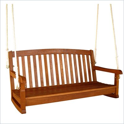 International Caravan Outdoor Balau 59" 3 Seater Wood Swing