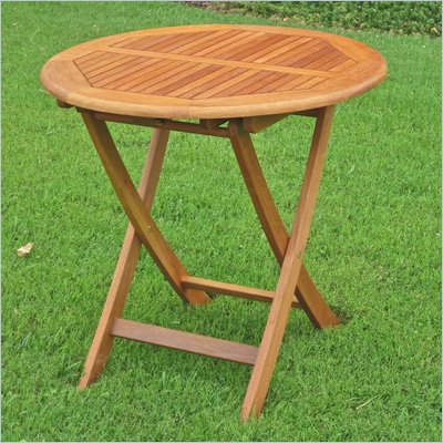 International Caravan Balau 28" Wood Round Folding Patio Table