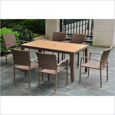 International Caravan Barcelona 7 Piece Patio Set in Antique Brown
