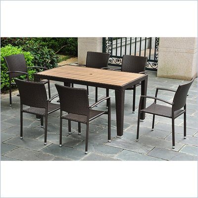 International Caravan Barcelona 7 Piece Wicker Patio Set in Chocolate 