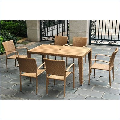 International Caravan Barcelona 7 Piece Wicker Patio Set in Honey 